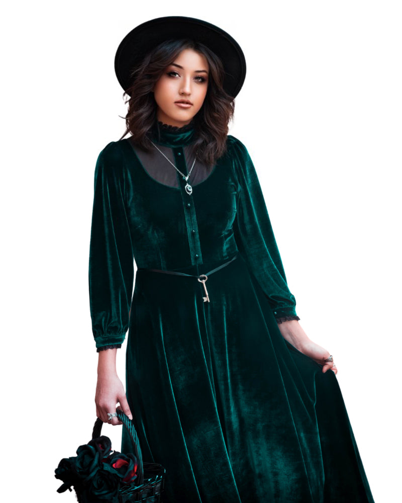 Emerald Victoria Goth Long Dress (Preorder)